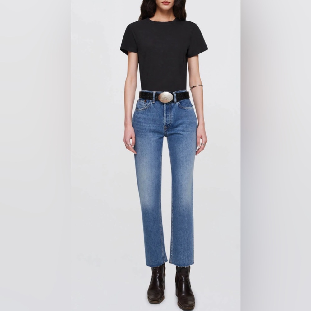 RE/DONE high rise stove pipe denim jeans medium vain wash size 26